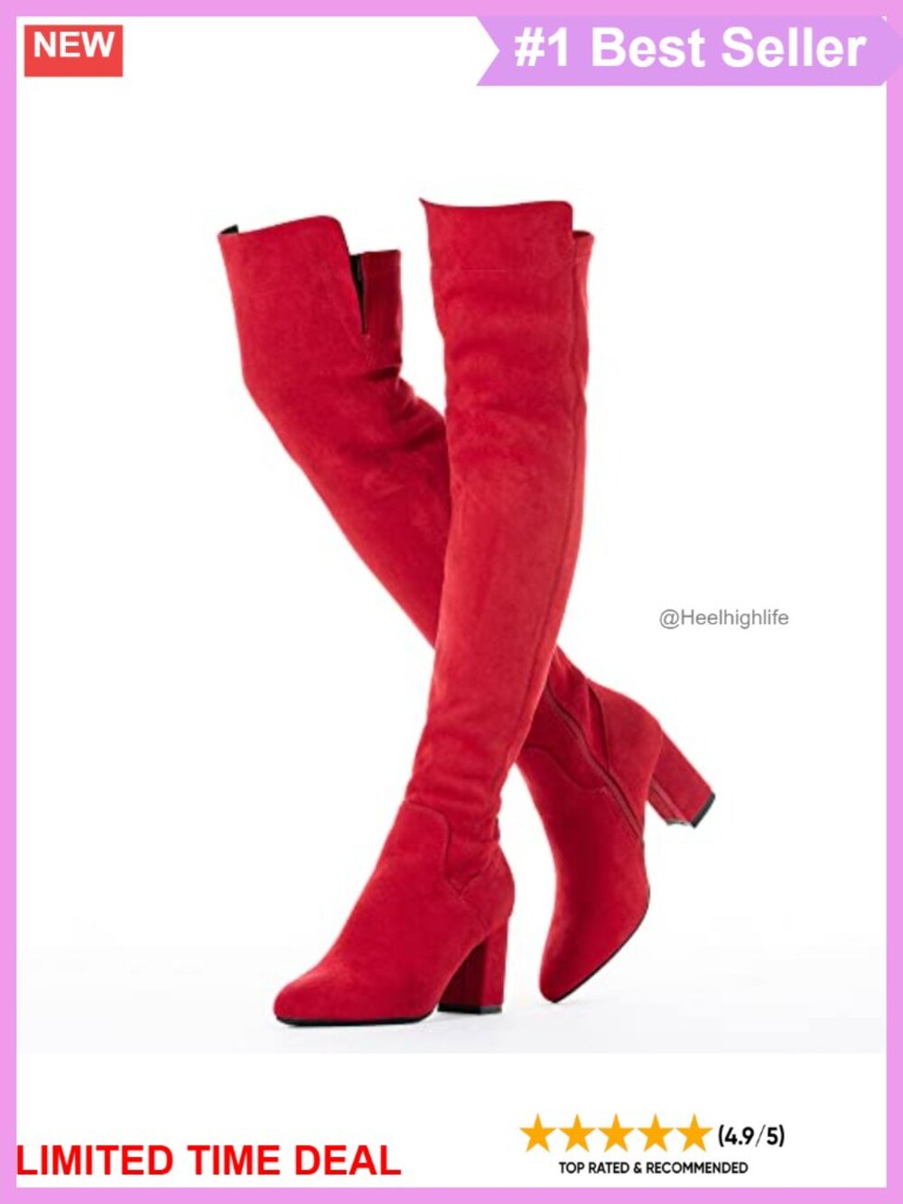 Faux Suede Over The Knee Boots Pointed Toe Block Heel Pull On Comfort